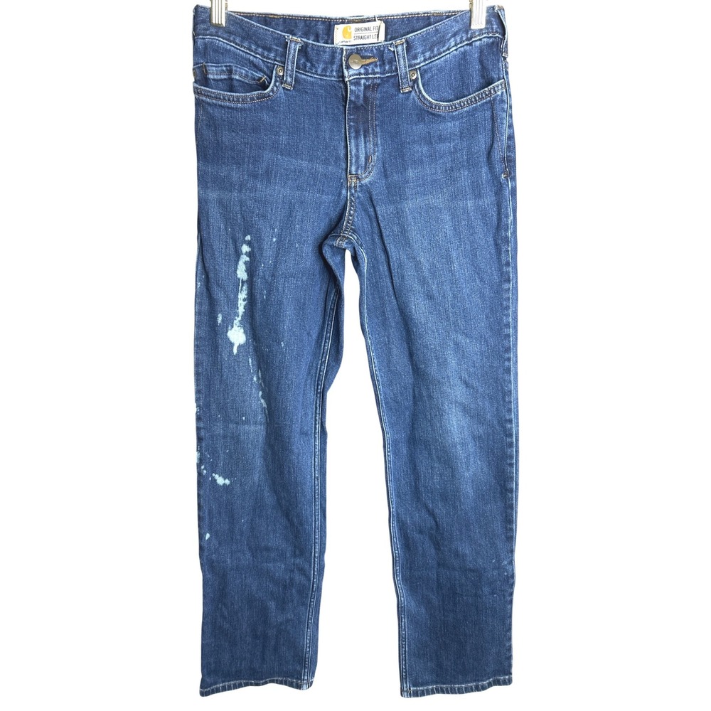Carhartt Size 4-straight leg Original Fit Straight Leg Jeans Blue Denim Splatter